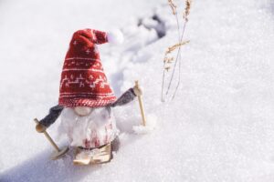 winter, to ski, winter sports, fun, nature, snow, ski, activity, skier, pleasure, imp, dwarf, cap, knitted hat, white, red, casual, christmas, new year's day, advent, wintertime, christmas motif, cold, winter motif, sylvester